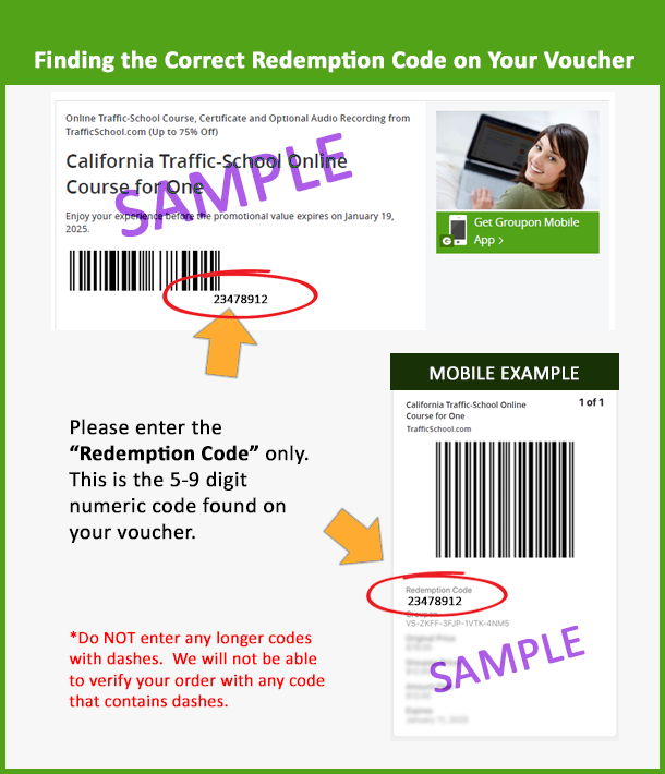 Redemption Code Example